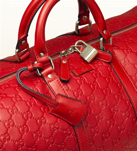 gucci red leather duffle bag|genuine gucci duffle bags.